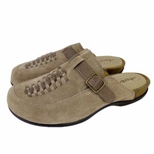 𝅺SOFTSPOTS Suede Clogs Leather Mule Slip On Shoe Comfort Pillowtop Insole Size 9